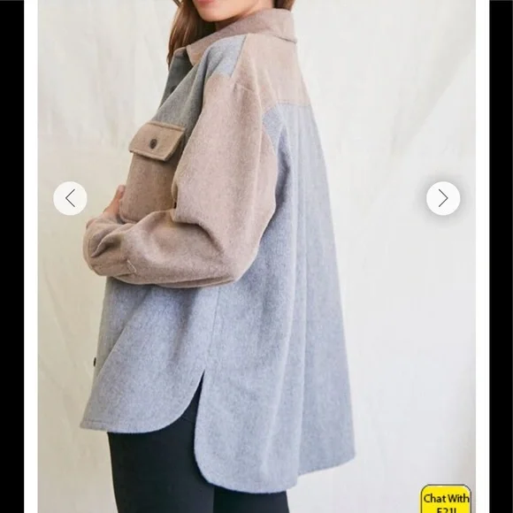 FOREVER 21 Colorblock Dolphin-Hem Shacket NWT - Picture 3 of 11